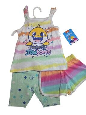 Nickelodeon Pinkfong Baby Shark 3 Piece Outfit 3T NWT Pastel Tie Dye